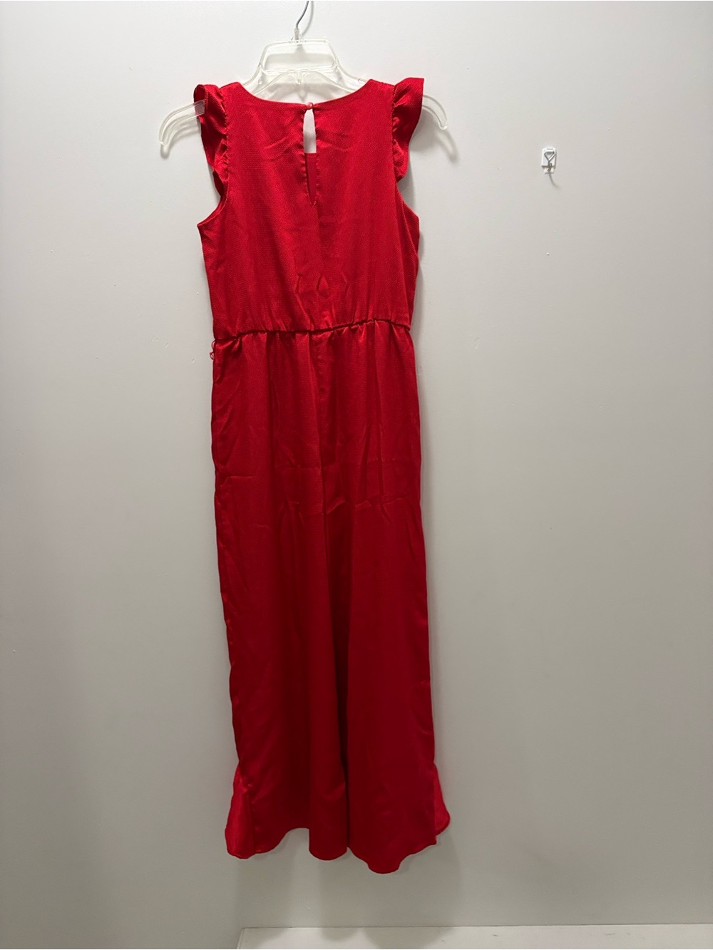 Girls Red Ruffle Maxi Jumpsuit - Picture 2 of 3